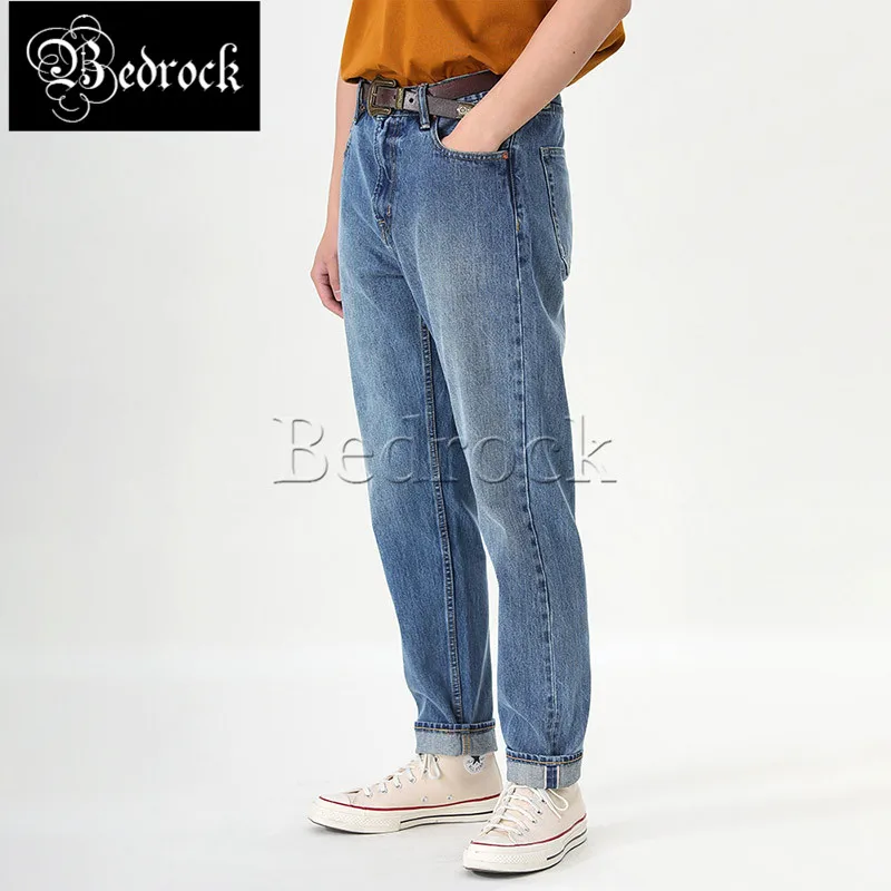 MBBCAR 14.5oz high-end blue retro crafts one washed straight selvedge jeans Amekaji red line denim pencil trousers for men 7382