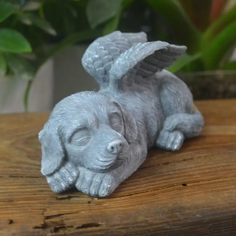 Resin Angel Dog Cat Statue Garden Decor Puppy Tombstone Sculpture Ornaments Gifts for Yard Home Decoration Garden Decor