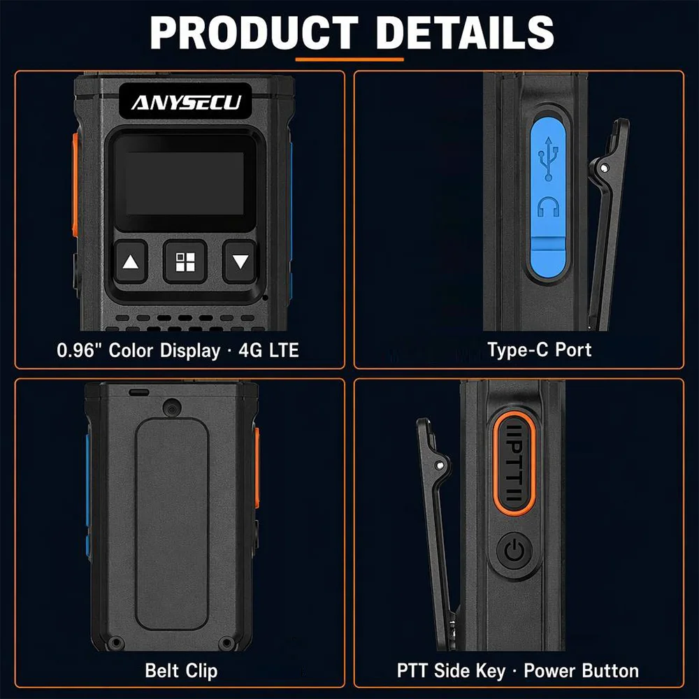 Фото Anysecu C528 4G PoC Мини-рация 2800 мАч Type-C с шумоподавлением, GPS опционально, версия для Юго-Восточной Азии, двусторонняя связь PTT №4