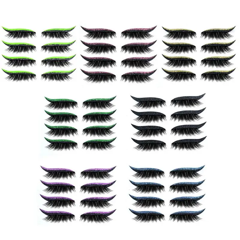 

Eyeliner And Eyelash Stickers False Eyelashes Eyeliner Sticker With Glitter Makeup Double Eyelid Tape Instant Eye Makeup Tool