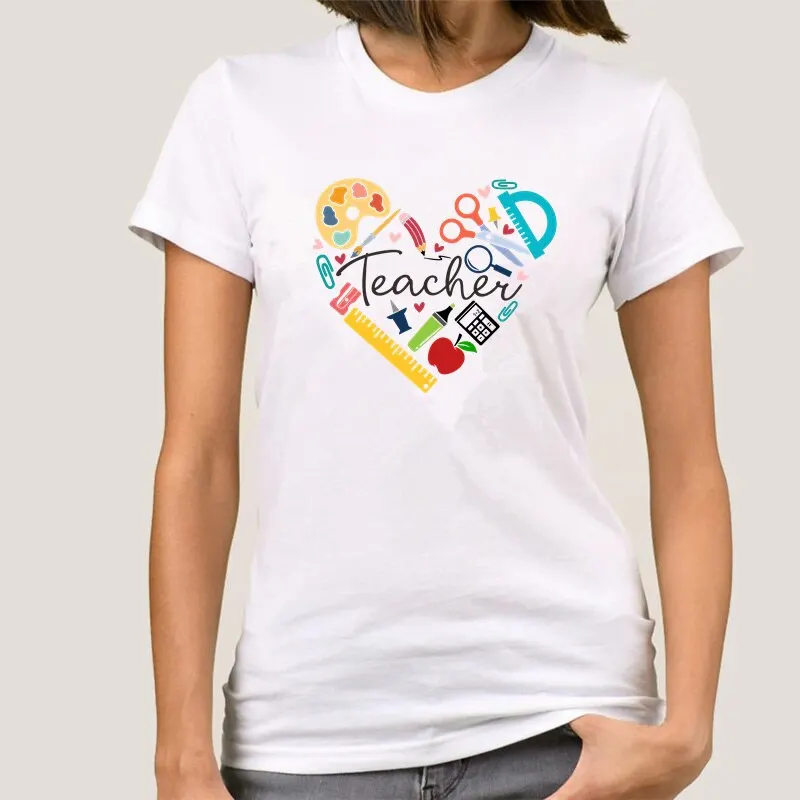 

Teacher Life T Shirt Women New Summer Teach Love T-shirts Birthday Gift Teacher Female Tee Tops DIY custom patterns available