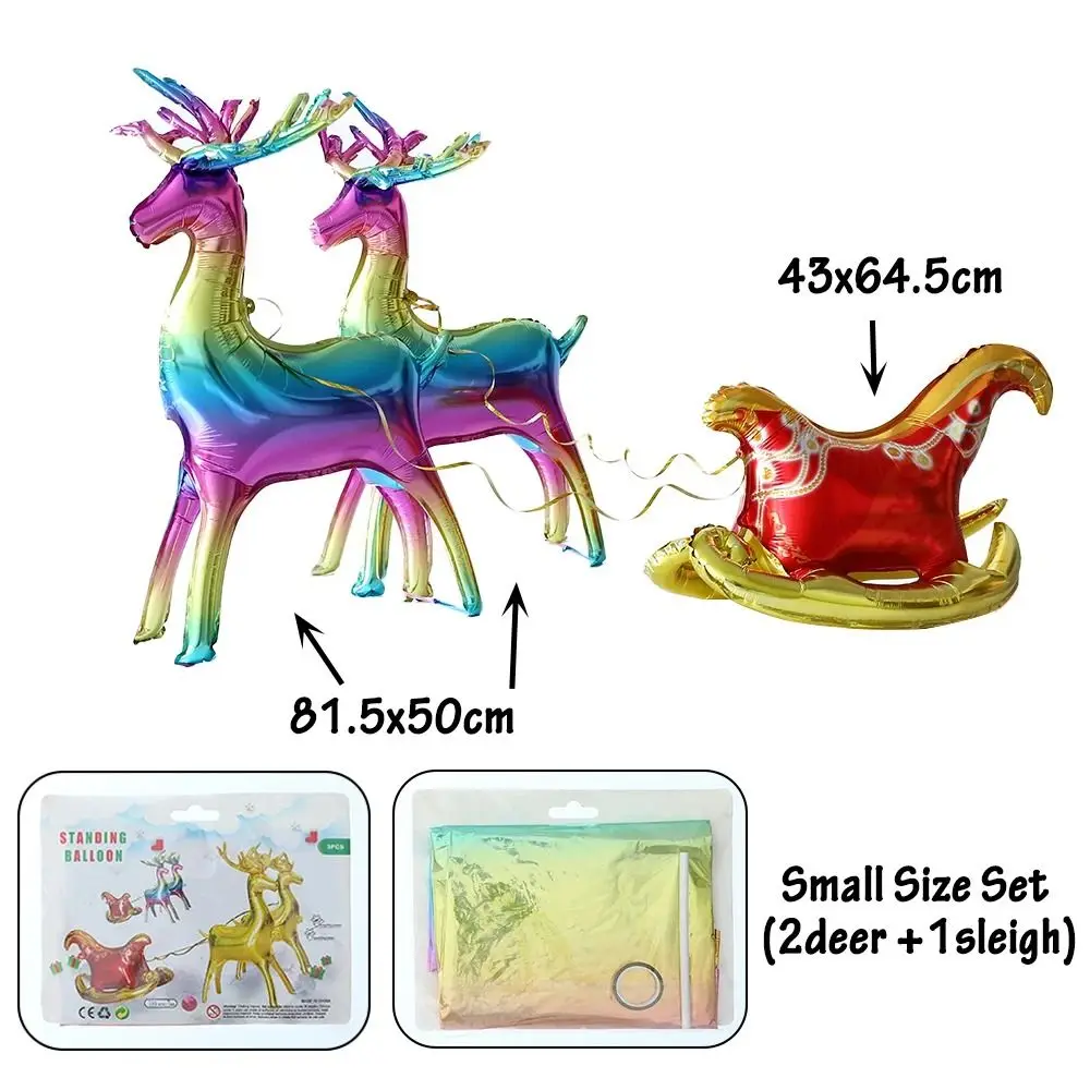 Фольгированные Рождественские Шары Стоячий Олень С Саней Милые 4d