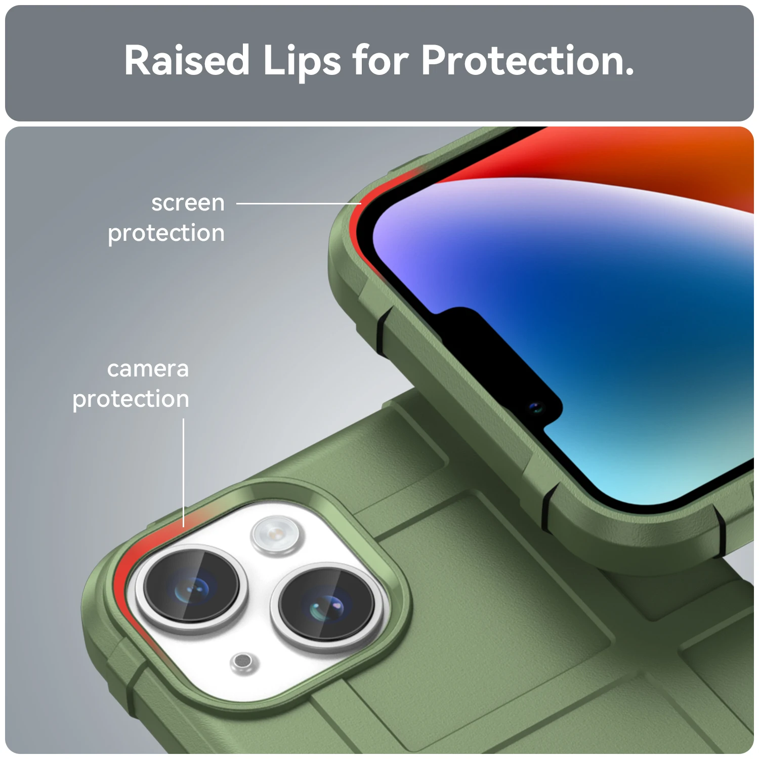 Green Rugged Shield Shockproof Armor Case For iPhone 14 Protection Case Back Cover