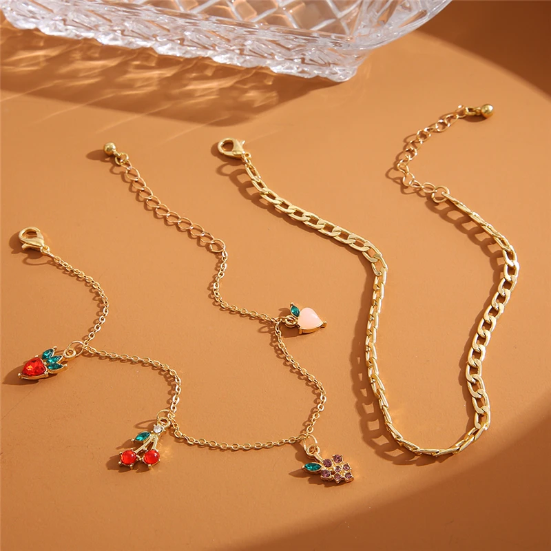 Браслет на ногу женский в богемном стиле украшение под золото виде цепочки с