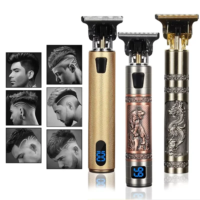 

T Bald Head Hair Clipper Mower Rechargeable Trimmer Barber Shaving Machine Vintage Cordless Haircut Men Cutter Shaver