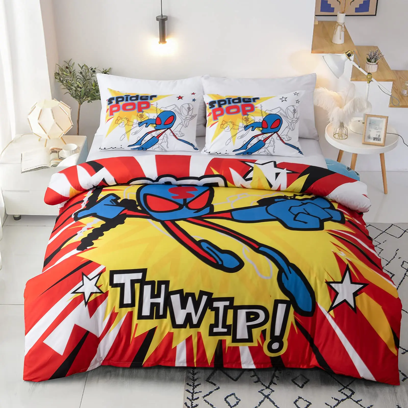 

Tye Dye Duvet Cover Yellow Boys Zippered Bedding Sets Twin Size Kid Bedroom Set Divet Soft Polyester Qulit Cover Aesthetic Anime