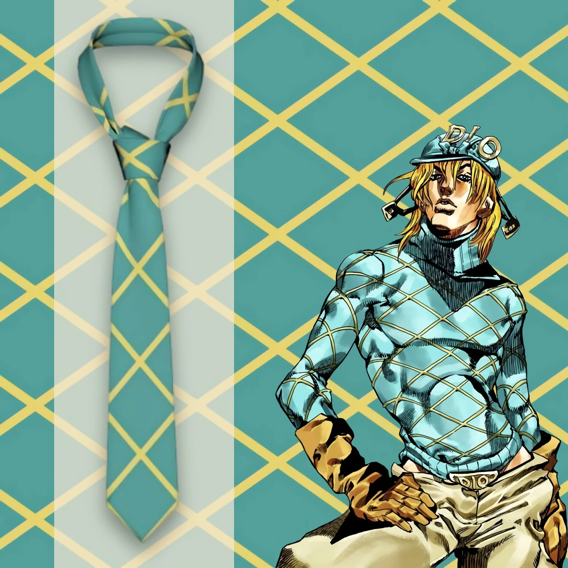 Dio Brando Diego Pattern Tie Jojos Bizzare Adventures Accessories Men Neck Ties Fashion Shirt 8CM Wedding Cravat