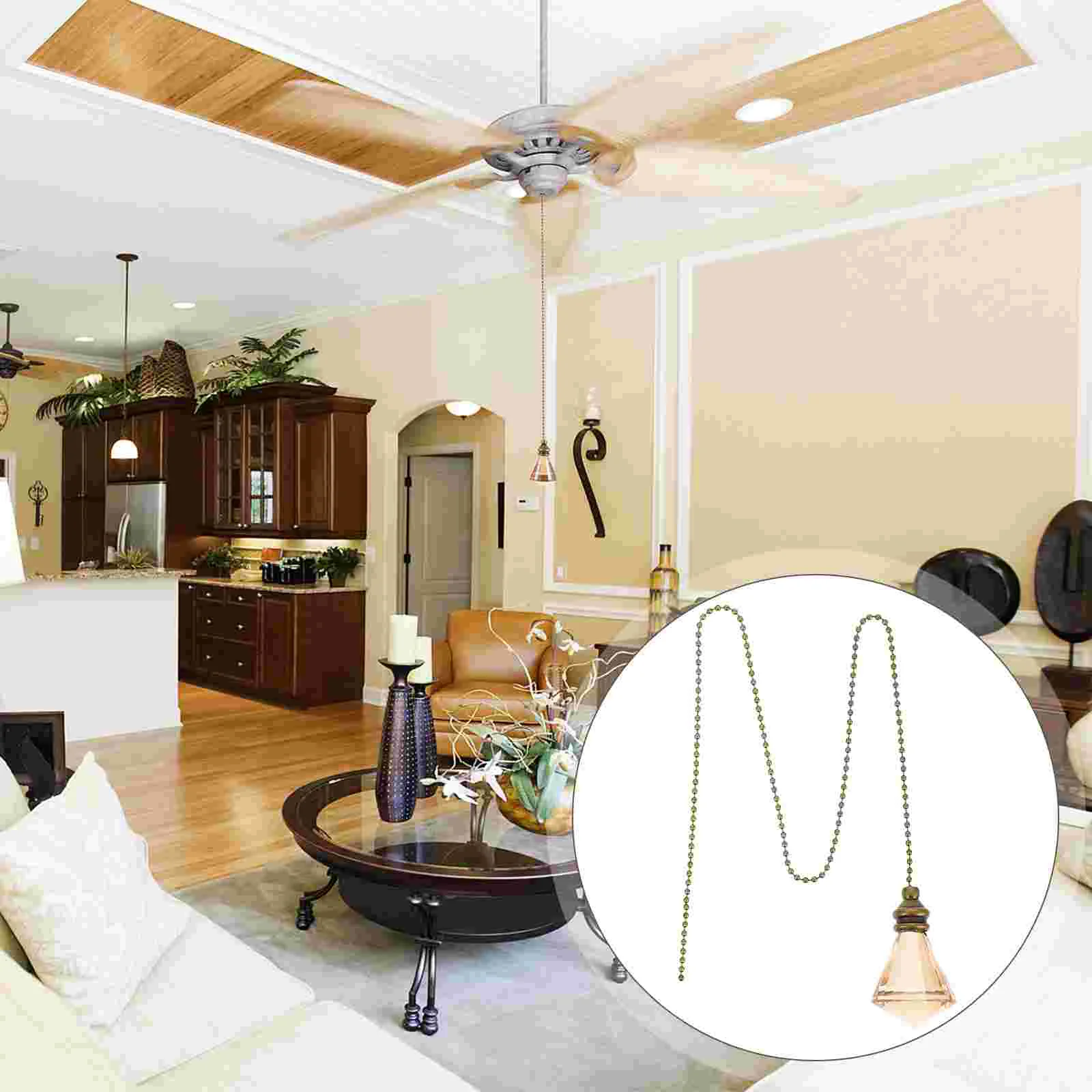 

Ceiling Fan Pendant Ceiling Fan Chain Extender with Chain Connector Glass Pendants for Light Home Decor Champagne