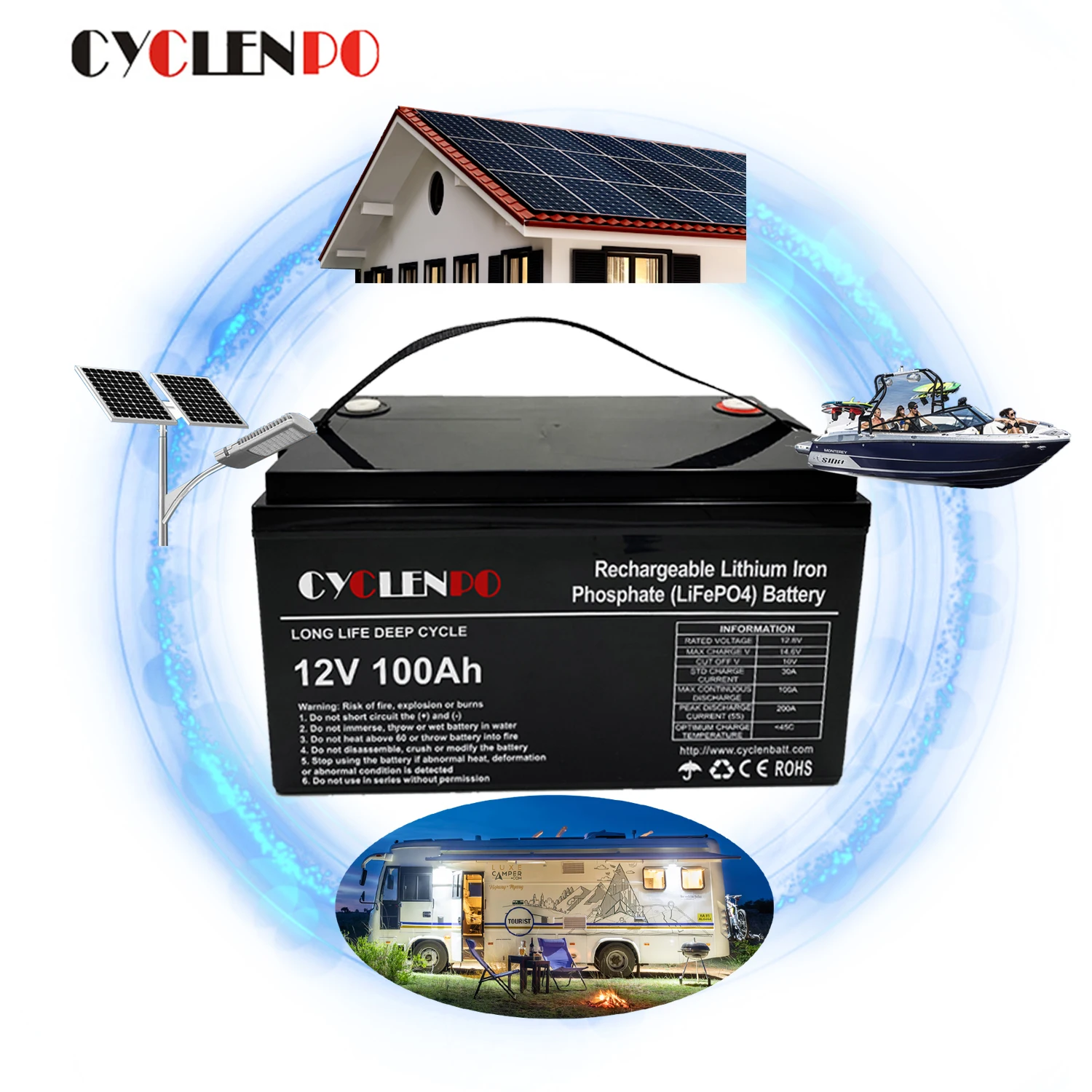 

Deep cycle 12v 100ah lifepo4 battery for solar energy storage