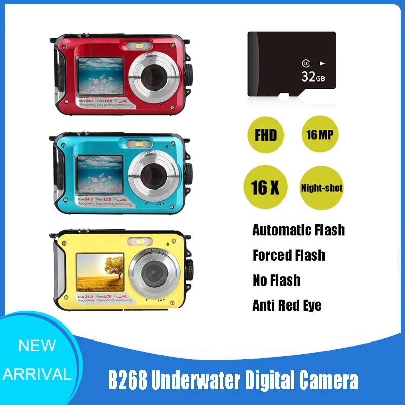 

Портативная цифровая камера с функцией стабилизации, 1080P Full HD, два экрана