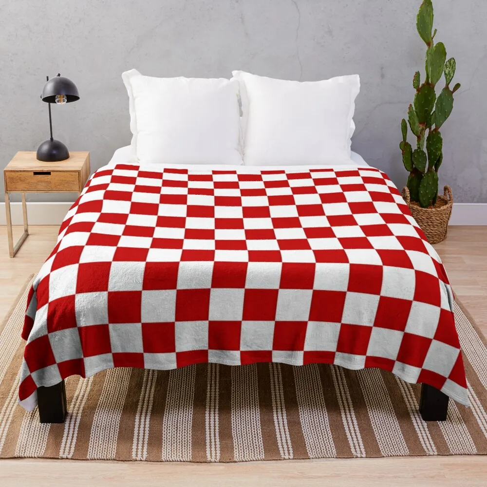 

Cherry Red And White Checkerboard Pattern Throw Blanket blankets for sofa Nap blanket