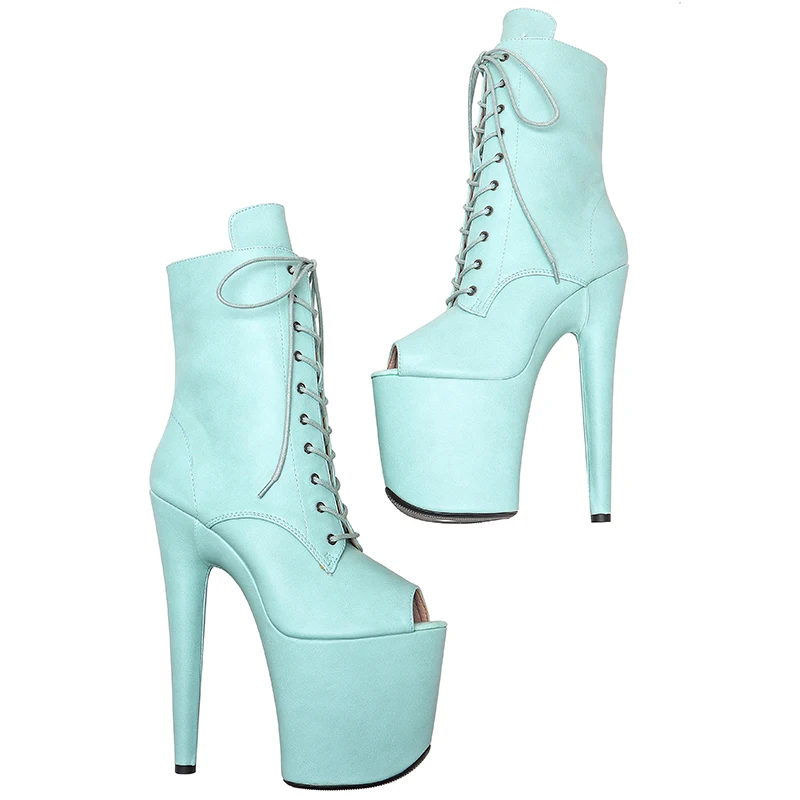 Leecabe  20CM/8inches  PU upper Pole dancing shoes High Heel platform Pole Dance boot