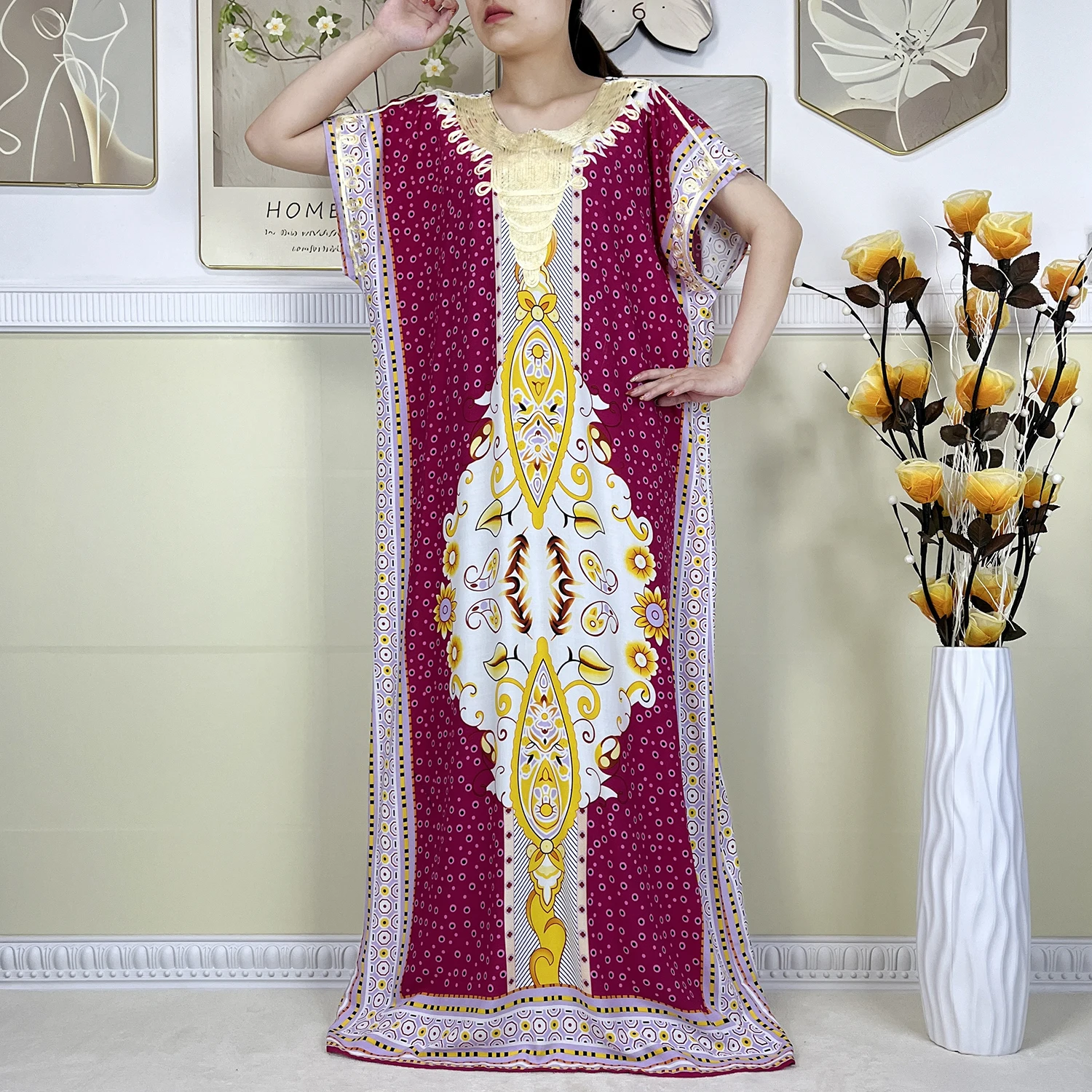 Новое женское платье с принтом в Дубае летнее свободное короткими рукавами