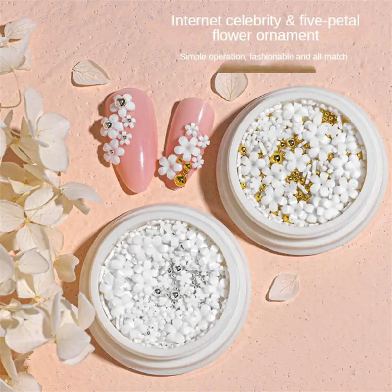 

3D Acrylic Flower Nail Parts Decoration Mixed Steel Beads Gems Charms Kawaii Nail Supplies For Professional Accessories