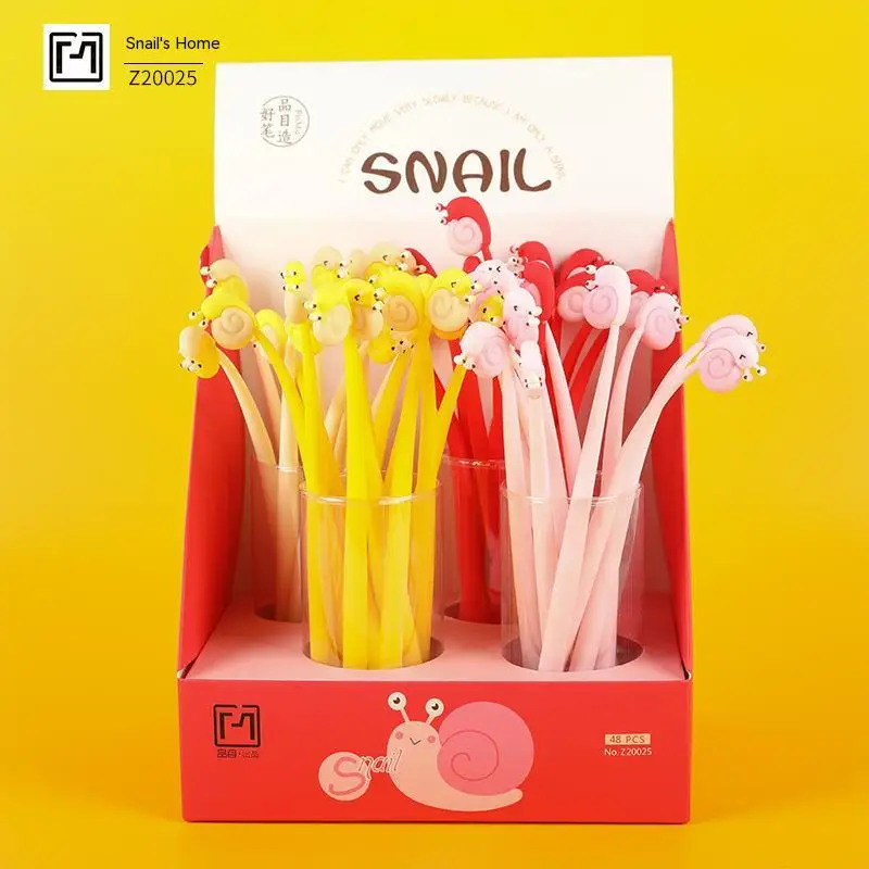 48pcs Snail's Home Signature Pen Neutral Pen Shape Small Fresh Creative Cartoon Cute Students With Black Pen 0.5