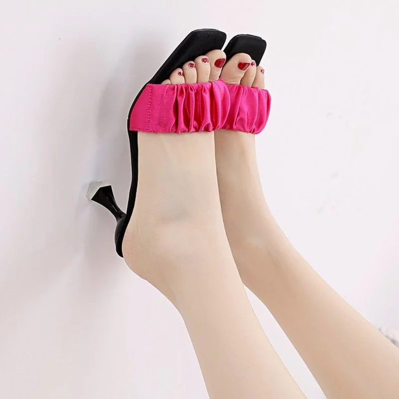 Fashion Women's Sandals Open Toe Party Stilettos Casual Sandals Slippers High Quality Sandals Pleated Multicolor Women's Shoes