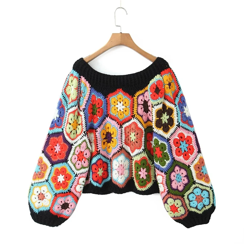 KEYANKETIAN осень/зима новый праздничный ветровой вязаный крючком свитер с цветочным