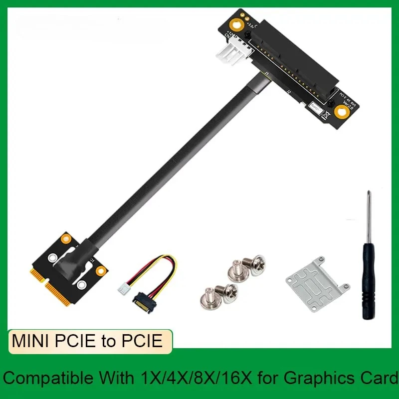 Фото Кабель-адаптер Mini PCIe на PCI-E 1X 4X 8X 16X с углом поворота 270 градусов, аксессуары для игровых ПК, для видеокарт, звуковых и сетевых карт №2