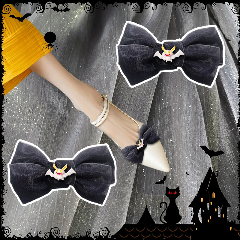 

2 Pcs Halloween Bow Shoe Clips Ladies DIY Shoe Embellishment Detachable Pumps Shoe Buckle Funny Shoe Decor for Party Accessories