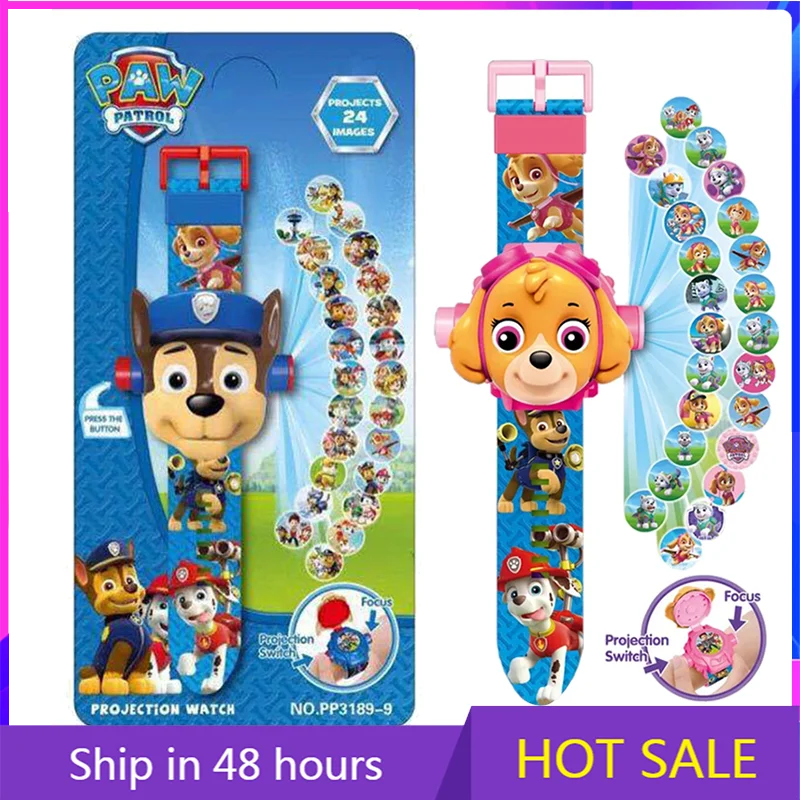 

Paw Patrol Projection Watch Cartoon Model Big Head Puppy Flip Electronic Chase Marshall Rubble Skye Dog Watch Toy for Kids Gift