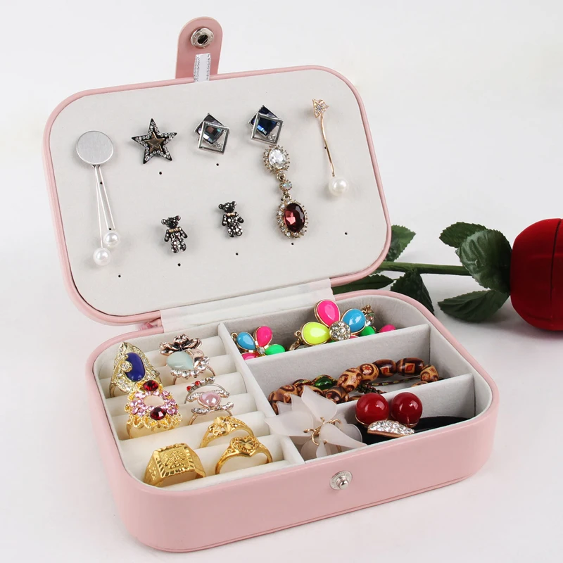 

Leather Jewelry Box Travel Portable Waterproof Earrings Necklace Ring High-quality Organizer Display Gift