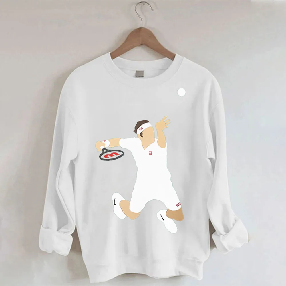 

Women Tennis Player Casual Print Cotton Crewneck Sweatshirt Long Sleeve Soft Shirt Pullover Sweater Tops