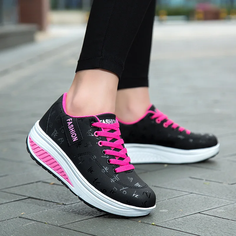 

2021 Women's Casual Sneakers Platform Height-increasing Sport Shoes PU Leather Comfortable Soft Lady Footwear High Quality