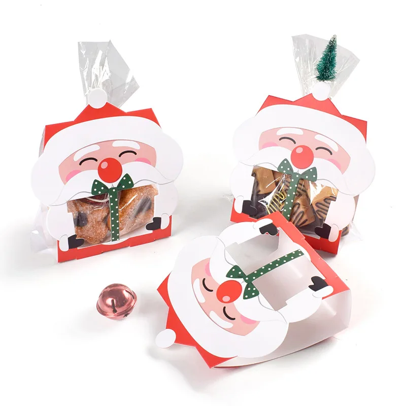 

8Pcs Christmas Packaging Box Santa Claus Portable Box Cake Sugar Cookie Gift Bags DIY Party Supplies Children's Gifts Decorate