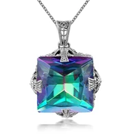 birthstone silver 925 jewelry necklaces pendants rainbow topaz handmade pendant gift for best friend new