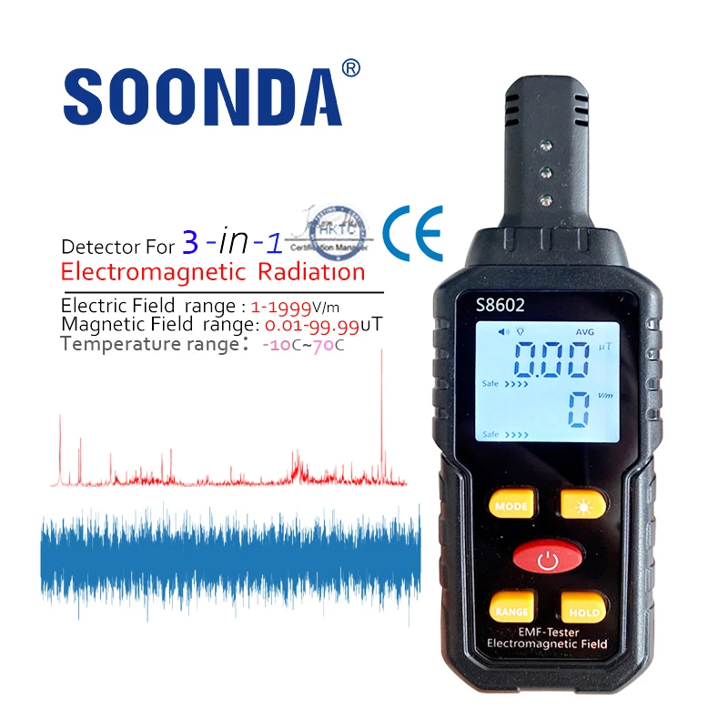 

3-in-1 EMF Meter Radia Frequency Meter Radiation Detector Electromagnetic Field Person Radiation Dosimeter Counter Dose Alarm