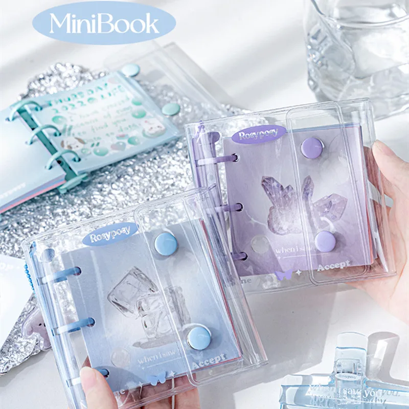 

Mini Notepad Ins korean Fashion Cute Memo Pad Small 3 Ring Loose Leaf Notebook Colorful Page Scrapbook Journal Student Supplies