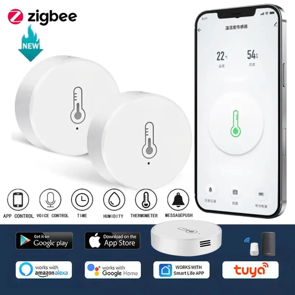 

Tuya ZigBee Smart Temperature And Humidity Sensor Smart Life APP Monitor Control Works Via Alexa Google Home Assistant Smartlife