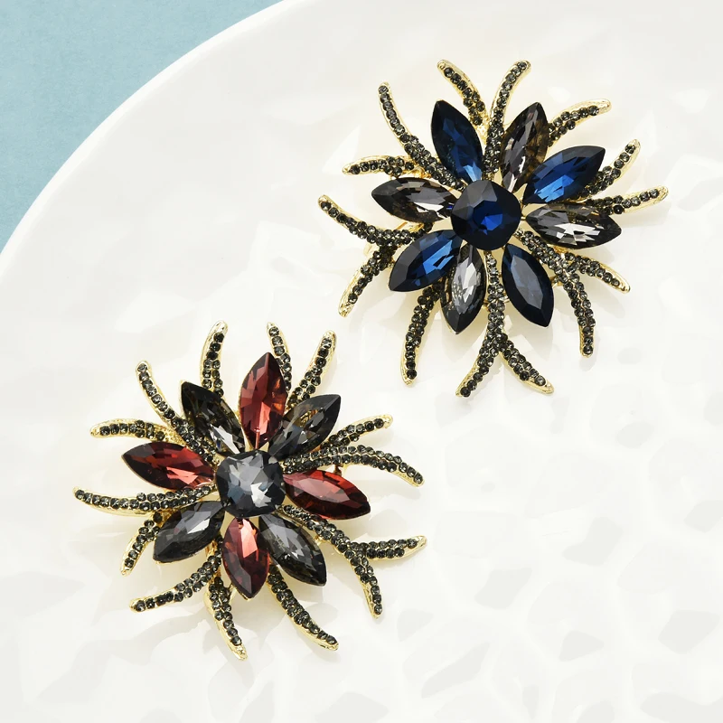 Wuli&ampbaby броши с хрустальными цветами для женщин женские 2 цвета элегантные цветы