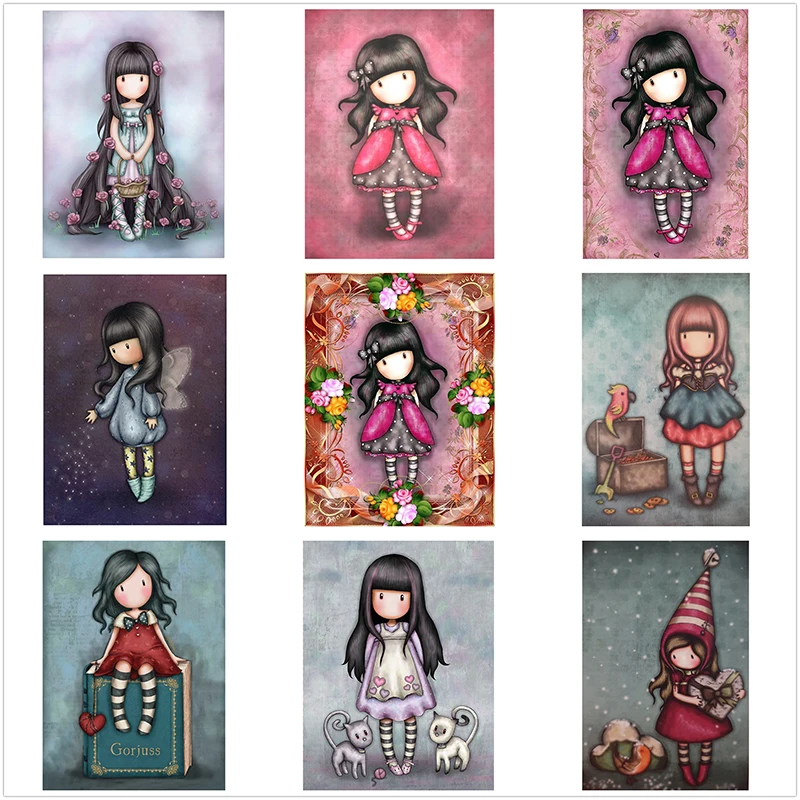 

Набор для алмазной живописи 5D «сделай сам», картина для домашнего декора мультяшной маленькой принцессы, полноразмерная и круглая вышивка, ...