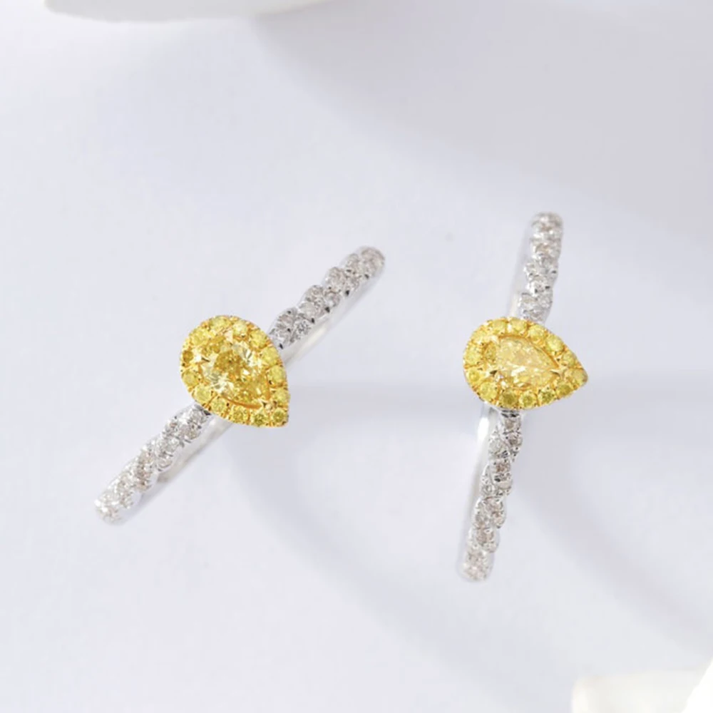 

WPB S925 Sterling Silver Rings Zircon Yellow Drops Diamond Rings Women Sparkling High Carbon Diamonds Luxury Jewelry Gifts Party