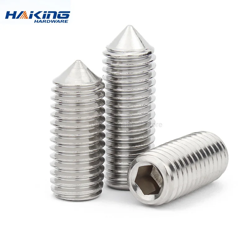 

1/50pcs M5 M6 M8 M10 M12 M16 DIN914 304 stainless steel Hex Hexagon Socket Cone Point Grub Set Screw Allen Head Tapered End Bolt