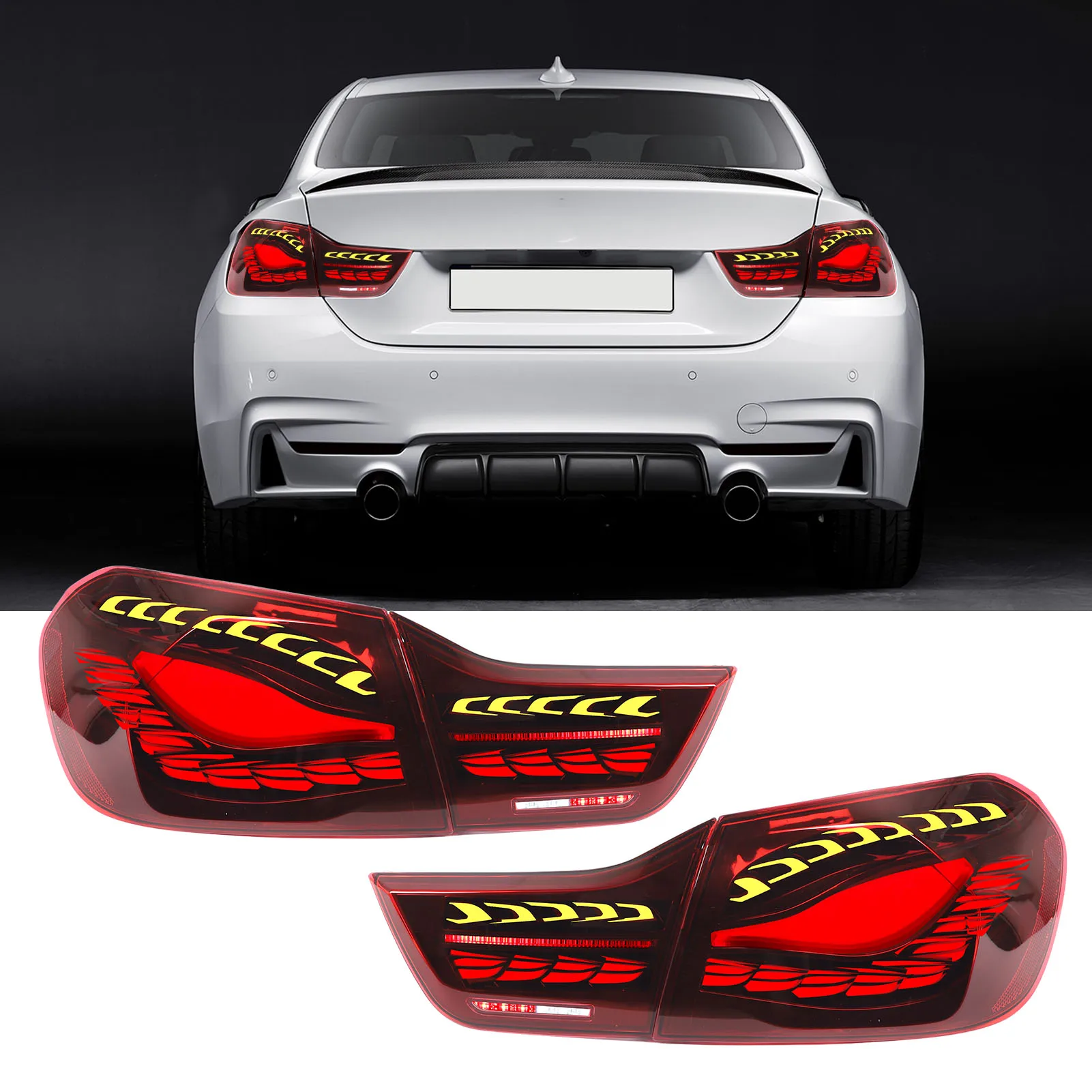 Для BMW 4 серии F32 F36 M4 F82 2014-2020 пара левый и правый красный задний фонарь с