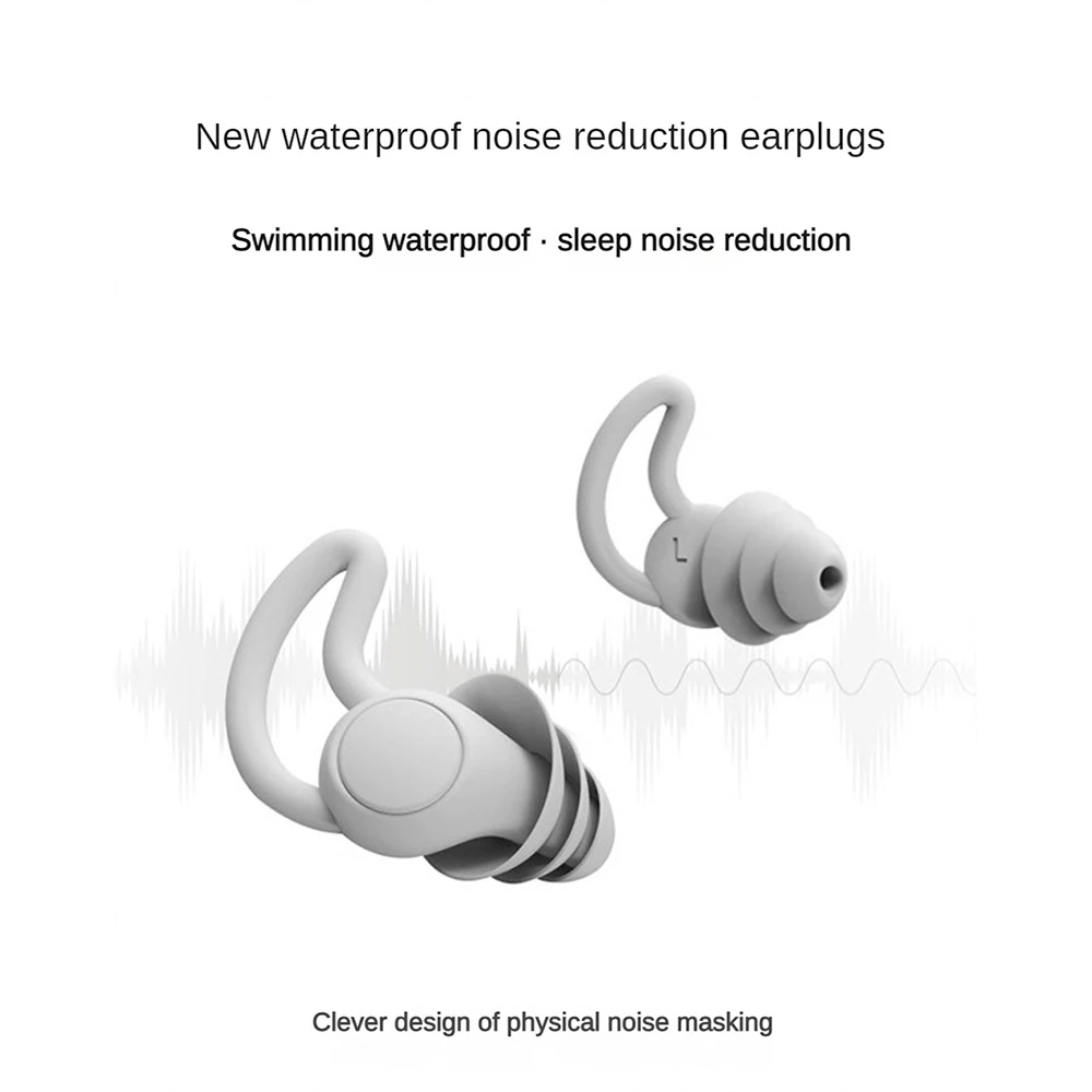 

1Pair Soft Silicone Ear Plugs 3 Layers Tapered Noise Reduction Earplugs Sleep Sound Insulation Ear Protector Swimming Accessory