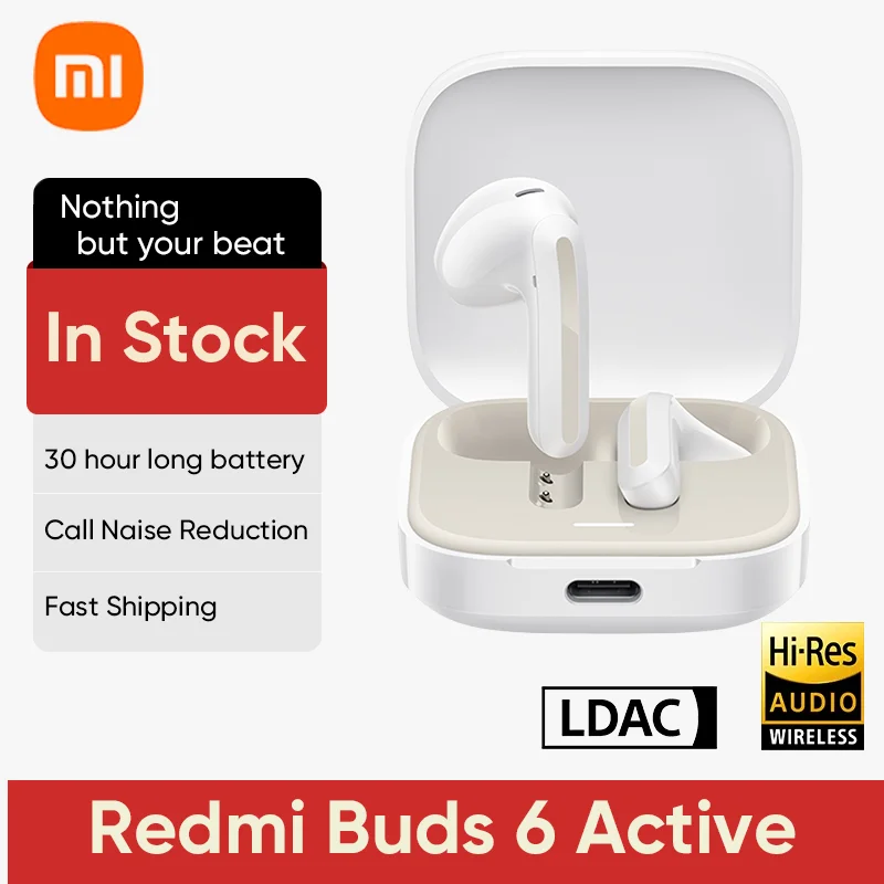 Наушники Xiaomi Redmi buds 6 active четкие наушники с функцией Голосового звонка время