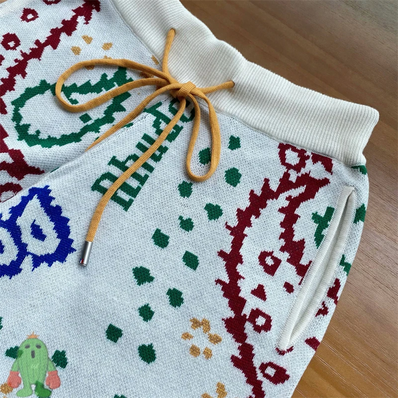 

Шорты мужские/женские/мужские винтажные, жаккардовые трикотажные короткие штаны с Кулиской ревеня, с цветком кешью, пятиконечные брюки