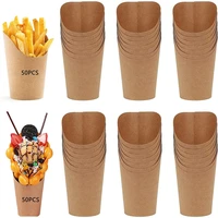 50 pcs 14oz french fries cups disposable kraft paper cups snack containers charcuterie baking cups take out party dessert supply