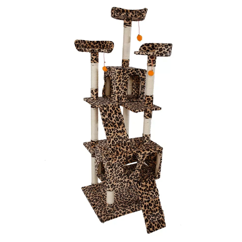 

M9 72" Stable Cute Sisal Cat Climb Holder Cat Tower Leopard Print[US-Stock]