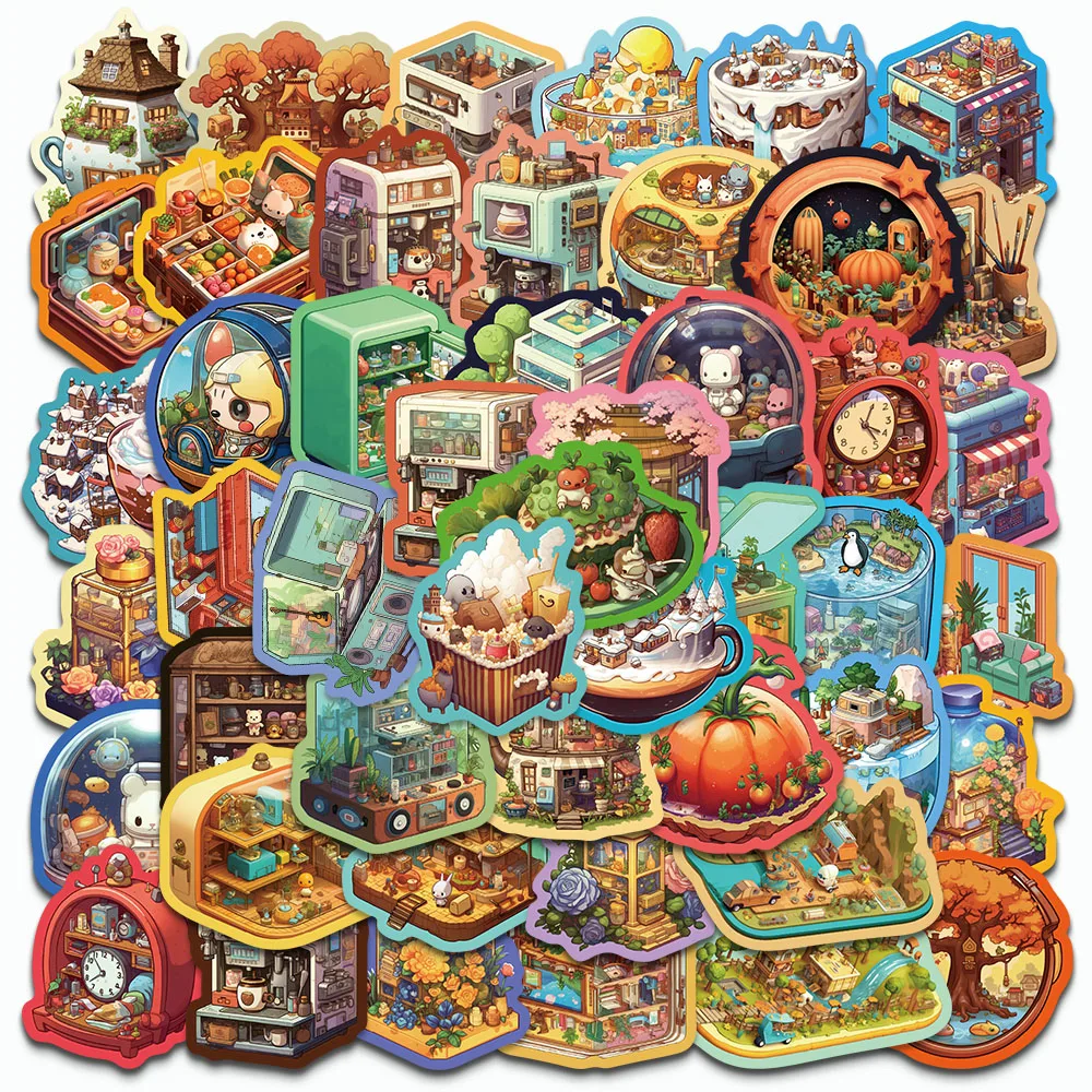 50 шт. мультяшные цветные края наклейки из серии Micro World подходят для шлема