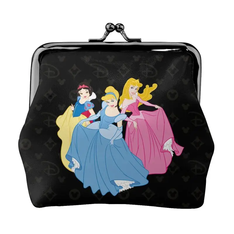 

Disney Brand Bag New Woman Cartoon Print Leather Kiss Lock Coin Purse Design Short Wallet High Quality Girl Clutch Card Holder