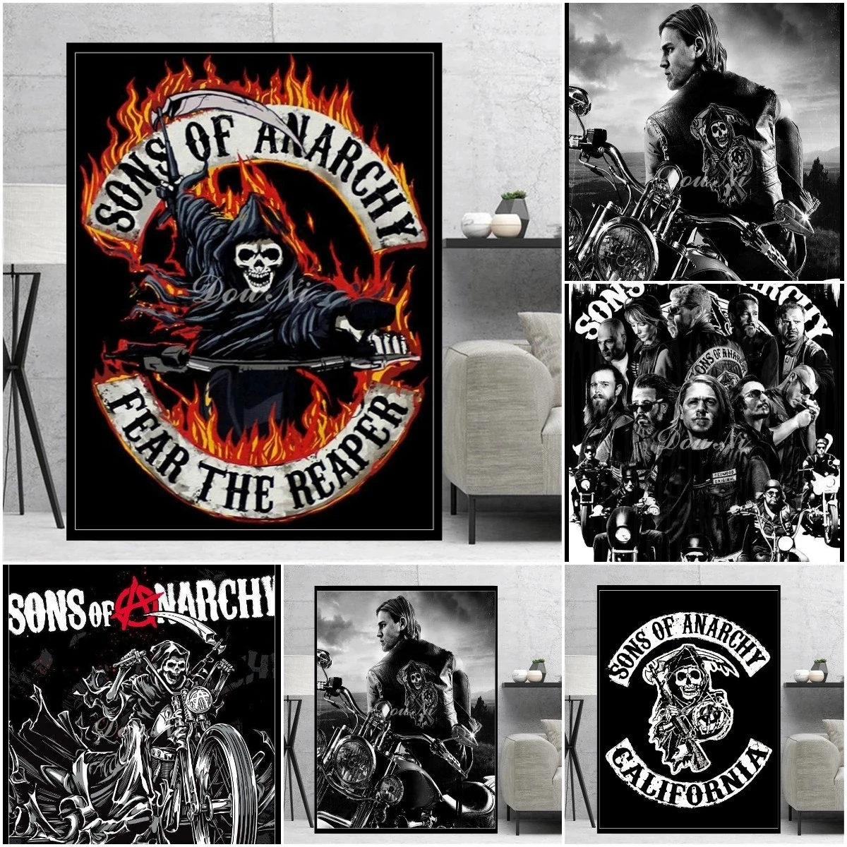 

Diamond Painting Art TV Series Sons Of Anarchy Home Decor Death Motorcycle Mosaic Picture Rhinestone Cross Stitch Kits Bedroom