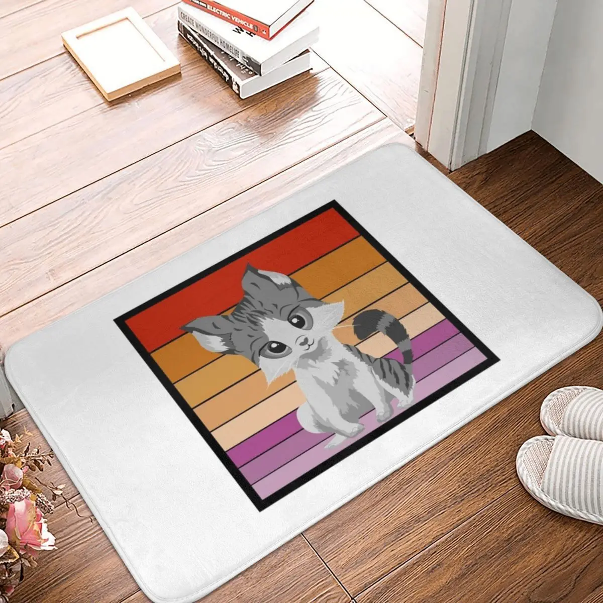 Противоскользящий ковер с рисунком кошки и надписью Hey 2022 | Дом сад