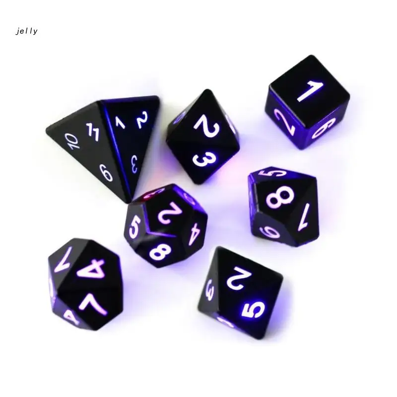

448C Light up DND-Dice LED D&D-Dice Dungeons-and-Dragons Glowing Game Set 7PCS Electronic for Tabletop-Games