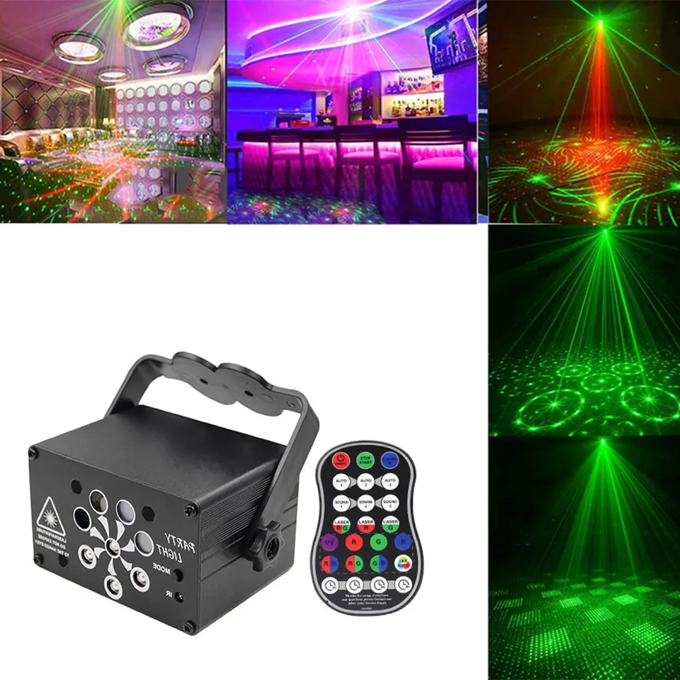 Сценический светодиодный RGB светильник с 240 узорами перезаряжаемый через USB для