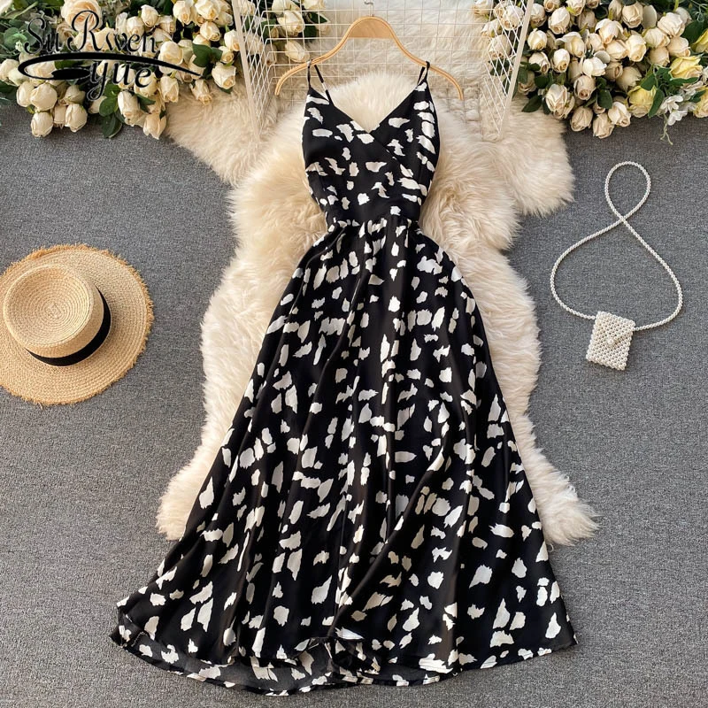 

Женское длинное вечернее платье в горошек, повседневное облегающее платье вечерние рукавов с V-образным вырезом на бретельках, модель 20847 на...