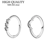 2021 new 925 sterling silver shining moon and star pan ring is suitable for womens gift wedding diy jewelry